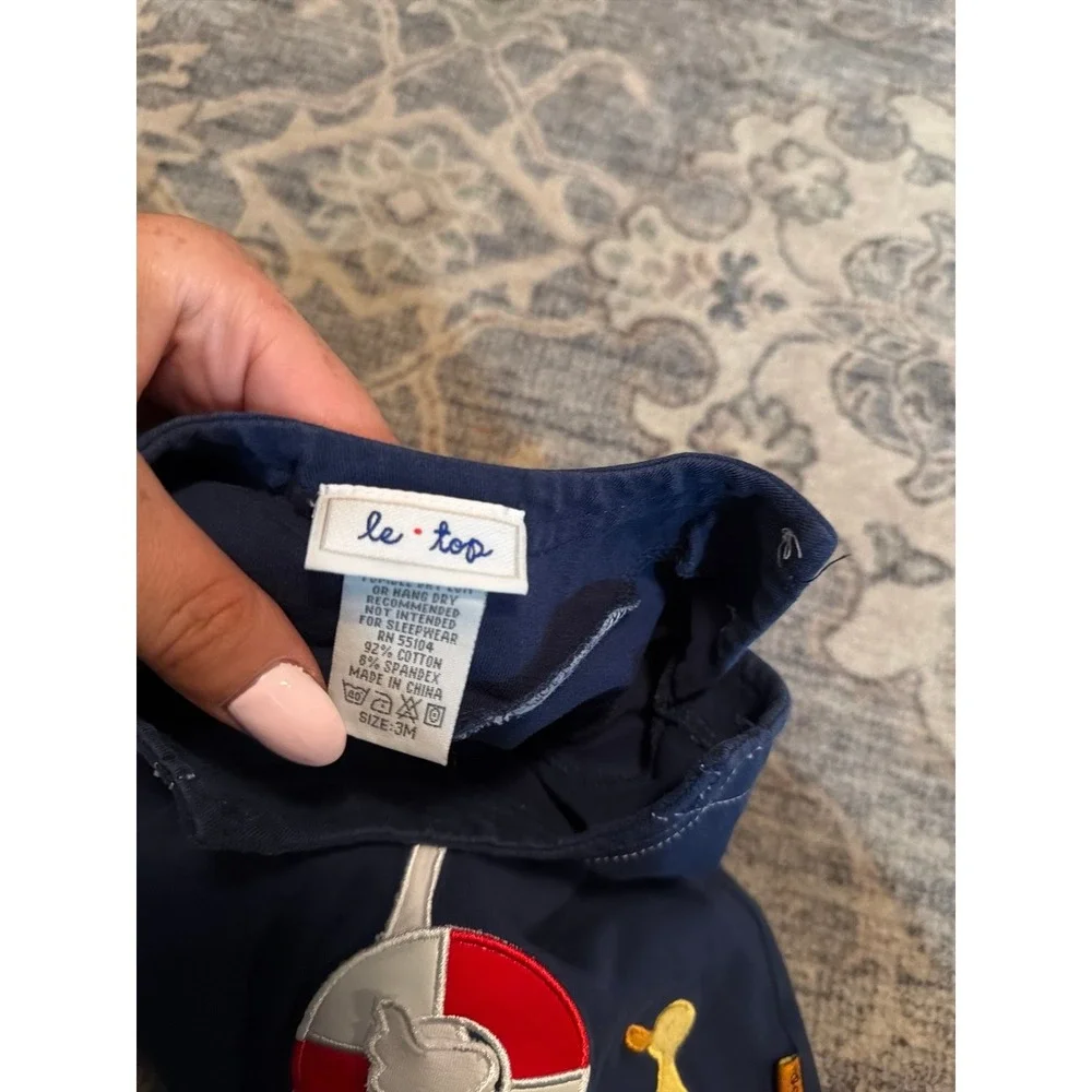 Vintage Le Top Infant Baby Outfit Romper Ducks Duckies Navy Blue